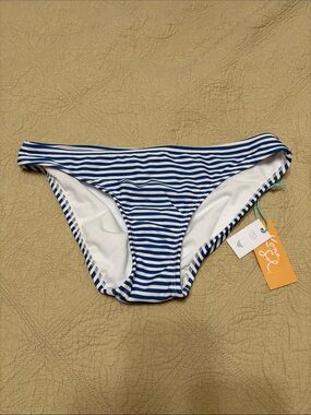 Striped Blue & White Women’s Bikini Bottom (size s: 4-6)